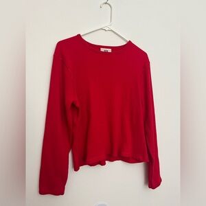 Vintage Faded Glory Women's Ribbed Red Long Sleeve Shirt 100% Cotton